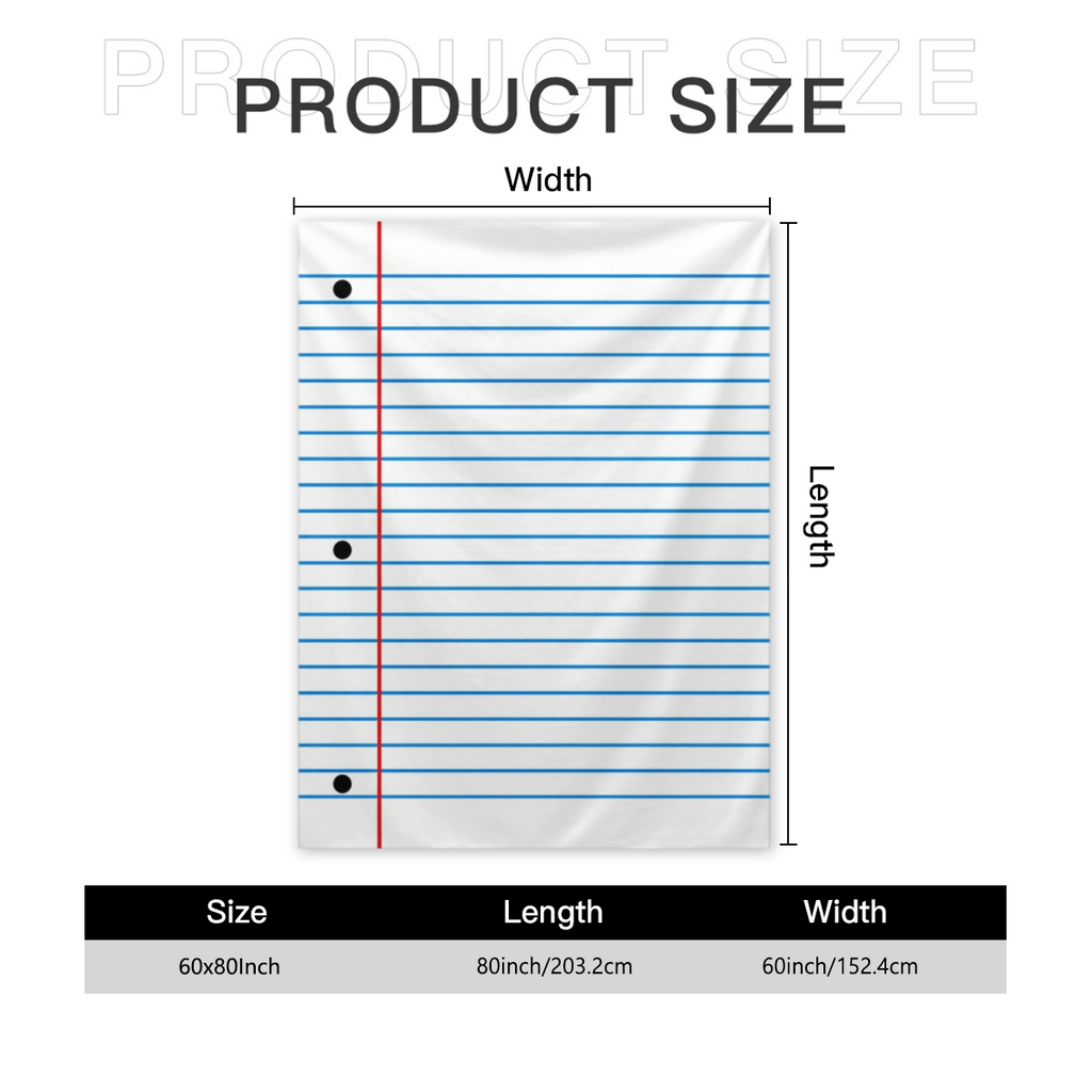 2D Flat, 1pc Notebook Throw Blanket Back to Classroom Reading Room Plush Lightweight Flannel Throw Blanket for Last And First Day of School Couch Gifts (Paper)