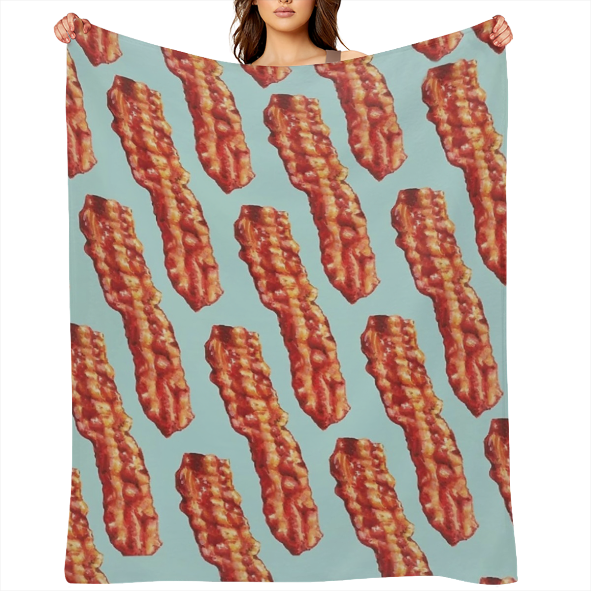 Bacon Blanket Soft Fluffy Cozy Warm Luxury Flannel Throw Blankets for Bed Couch Chairs Dorm Gifts for Women Boys Girls Small ( 50x40) , 280GSM CozyFlannel MultiSizes, 4 Sizes Available ( 30x40in 40x50