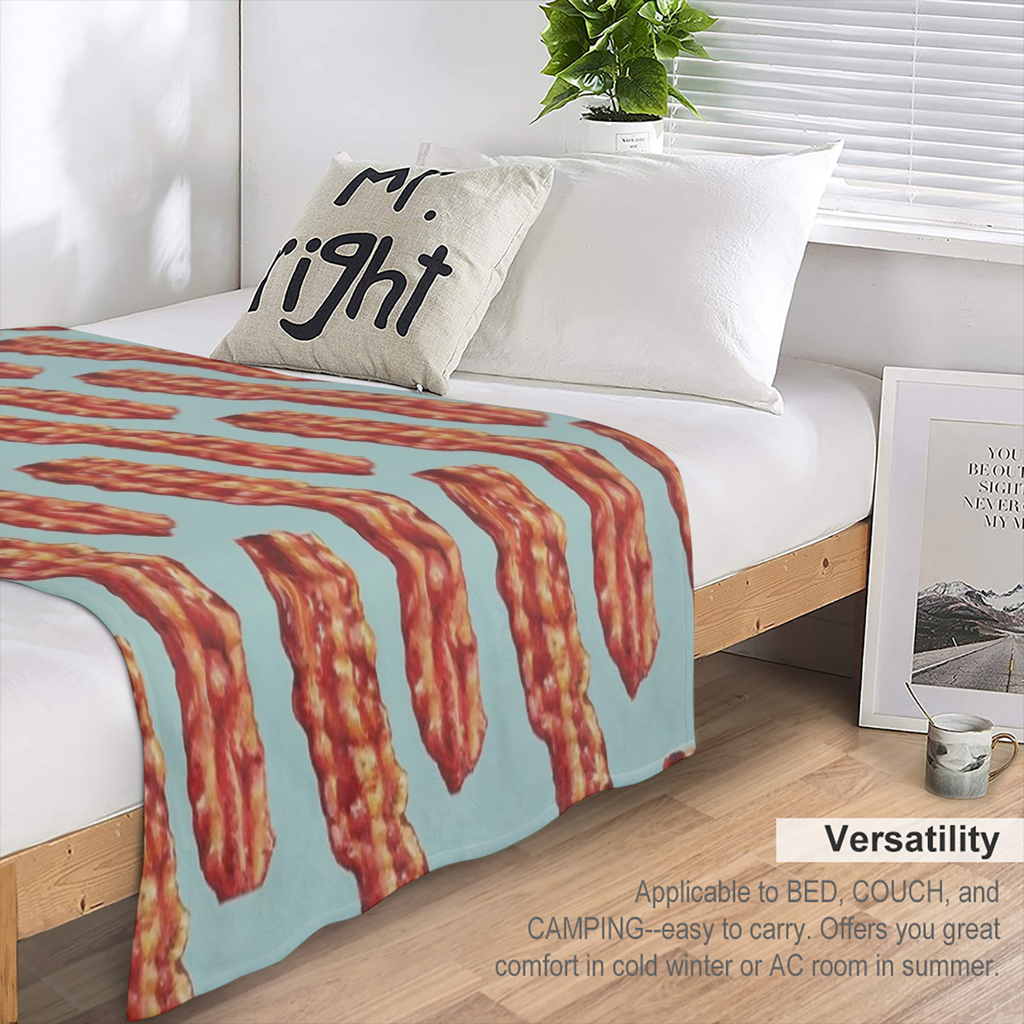Bacon Blanket Soft Fluffy Cozy Warm Luxury Flannel Throw Blankets for Bed Couch Chairs Dorm Gifts for Women Boys Girls Small ( 50x40) , 280GSM CozyFlannel MultiSizes, 4 Sizes Available ( 30x40in 40x50