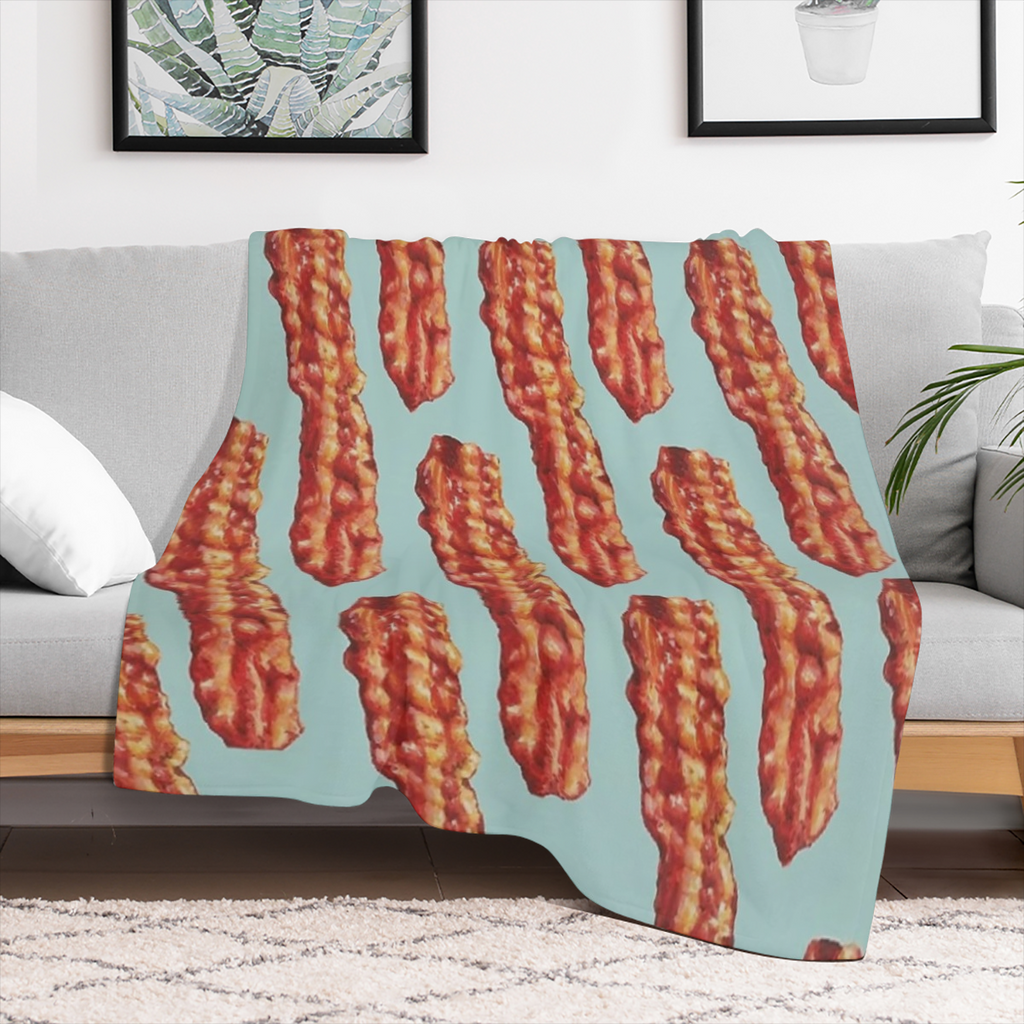 Bacon Blanket Soft Fluffy Cozy Warm Luxury Flannel Throw Blankets for Bed Couch Chairs Dorm Gifts for Women Boys Girls Small ( 50x40) , 280GSM CozyFlannel MultiSizes, 4 Sizes Available ( 30x40in 40x50