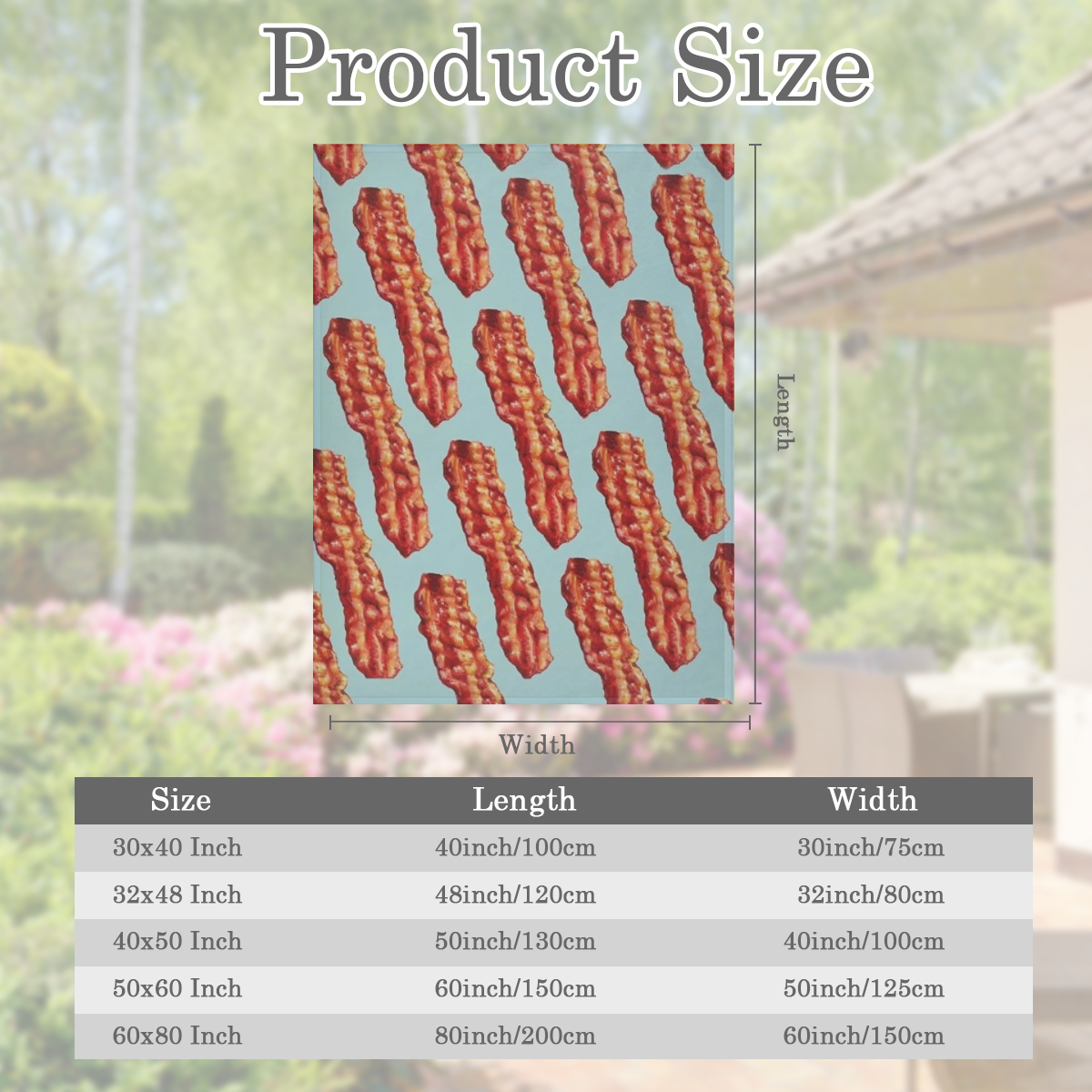 Bacon Blanket Soft Fluffy Cozy Warm Luxury Flannel Throw Blankets for Bed Couch Chairs Dorm Gifts for Women Boys Girls Small ( 50x40) , 280GSM CozyFlannel MultiSizes, 4 Sizes Available ( 30x40in 40x50