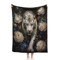#1 Midnight White Tiger Throw Blanket - Mystical Boho Room Decor - Cozy Aesthetic