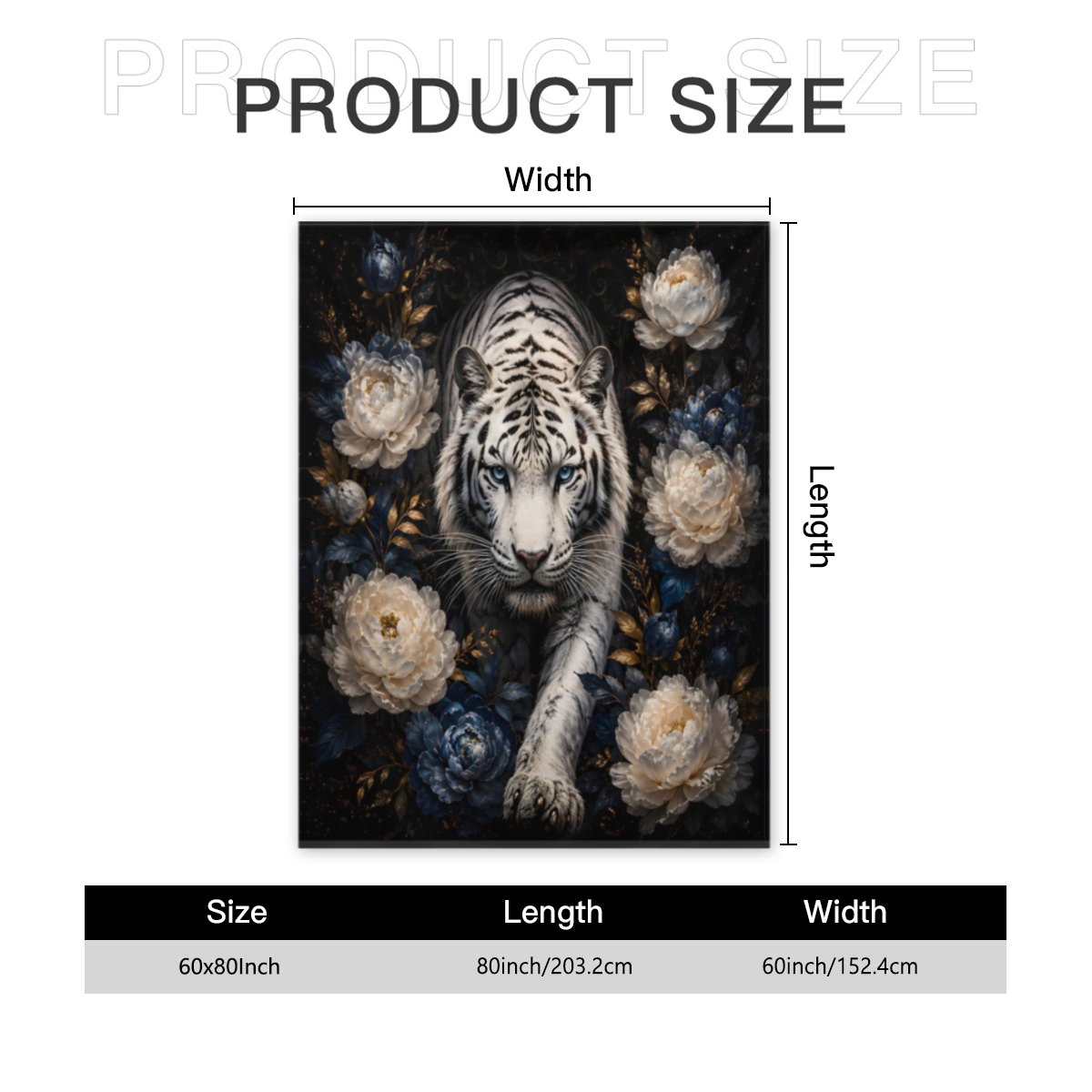#1 Midnight White Tiger Throw Blanket - Mystical Boho Room Decor - Cozy Aesthetic