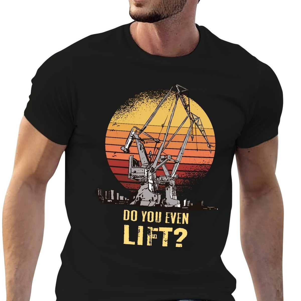 T-Shirt Vintage Opérateur de Grue à  - T-Shirt Décontracté Col Rond 220 g/m² avec Impression, Coupe Toutes Saisons pour Opérateurs de Grue et Professionnels de l'Industrie