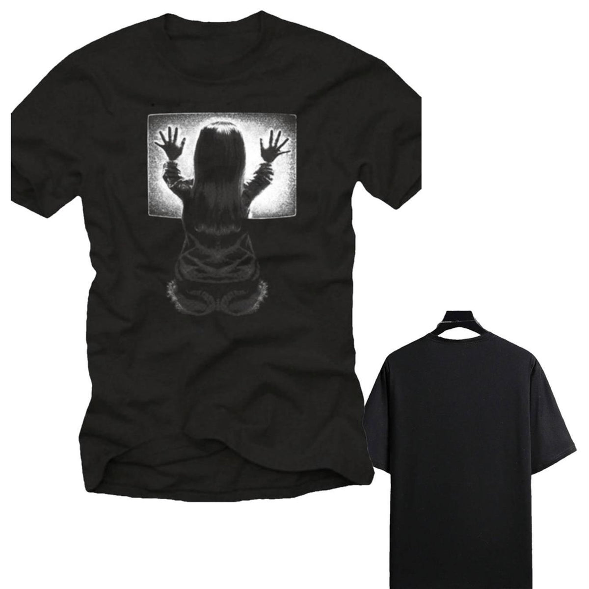 T-shirt Horreur Poltergeist pour Hommes - Tee Graphique Vintage Noir avec Personnage Icône de Film, Tissu Doux Extensible, Manches Courtes et Col Rond pour Déguisements d'Halloween & Tenue Décontractée, Vêtements d'Halloween