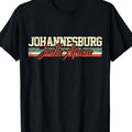 Men'S Vintage Johannesburg South Africa T-Shirt - Retro Travel Souvenir, Casual Cotton Crewneck Tee with Bold JOHANNESBURG SOUTH AFRICA Print, Short Sleeve, Black with Colorful Stripes, Lightweight 180gu33A1, Perfect for Casual Outings
