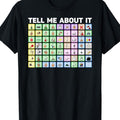 Tell Me About It AAC Special Education Teacher T-Shirt - Enhanced Alternative Communication Shirt with 25+ AAC Icons & Symbols, 100% Soft Breathable Loose Fit Short Sleeve, Unisex Adult & Youth Sizes for SLPs, Therapists