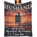 1pc Cozy Flannel Blanket - To My Husband, I Love You, Soft Blanket For Sofa, Couch, Office, Camping, Bed, Travel, And Living Room For A Whole Year