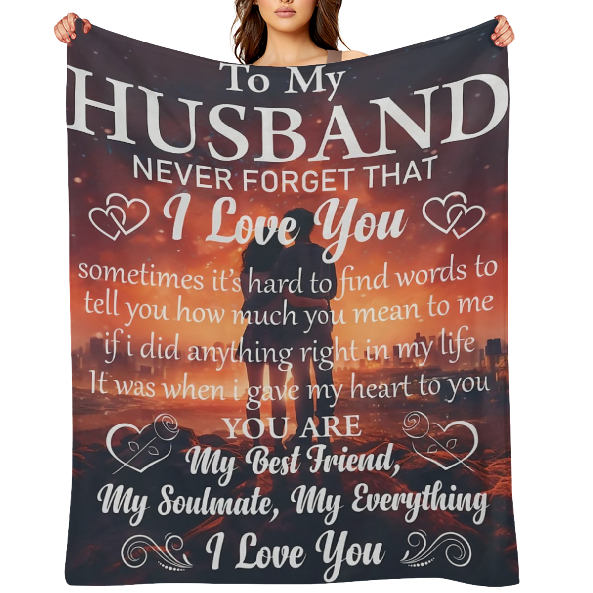 1pc Cozy Flannel Blanket - To My Husband, I Love You, Soft Blanket For Sofa, Couch, Office, Camping, Bed, Travel, And Living Room For A Whole Year