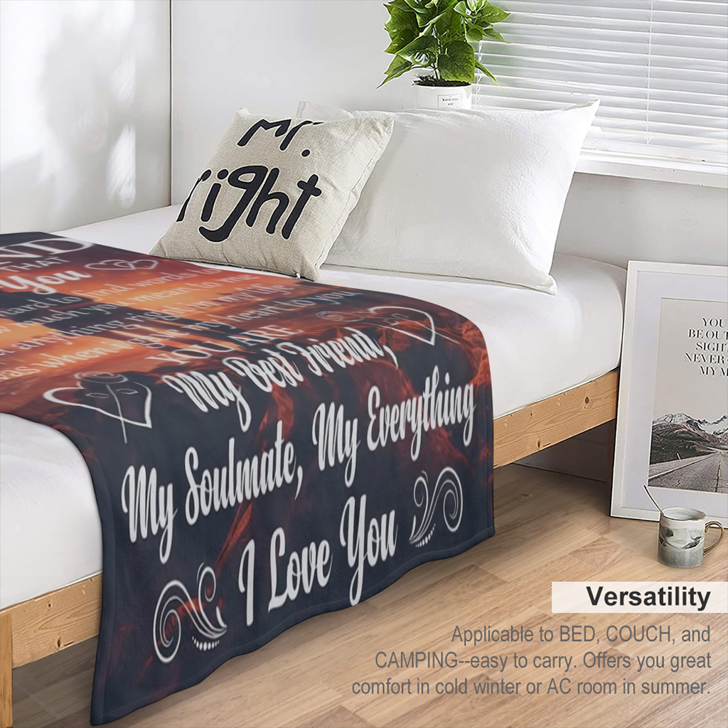 1pc Cozy Flannel Blanket - To My Husband, I Love You, Soft Blanket For Sofa, Couch, Office, Camping, Bed, Travel, And Living Room For A Whole Year