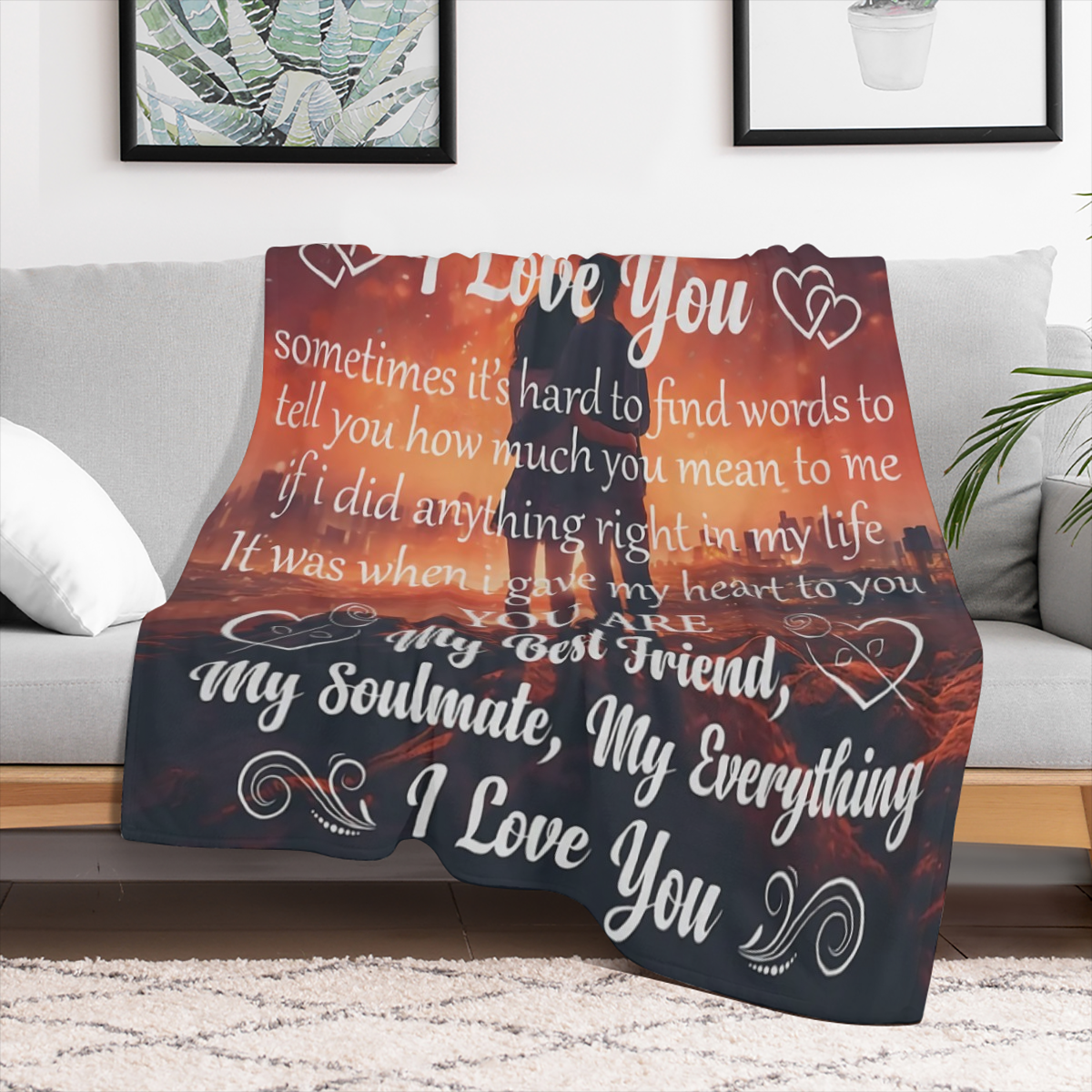1pc Cozy Flannel Blanket - To My Husband, I Love You, Soft Blanket For Sofa, Couch, Office, Camping, Bed, Travel, And Living Room For A Whole Year