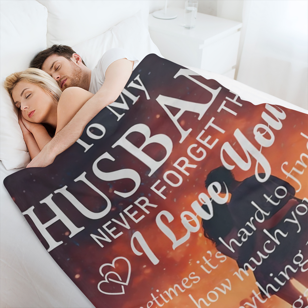 1pc Cozy Flannel Blanket - To My Husband, I Love You, Soft Blanket For Sofa, Couch, Office, Camping, Bed, Travel, And Living Room For A Whole Year