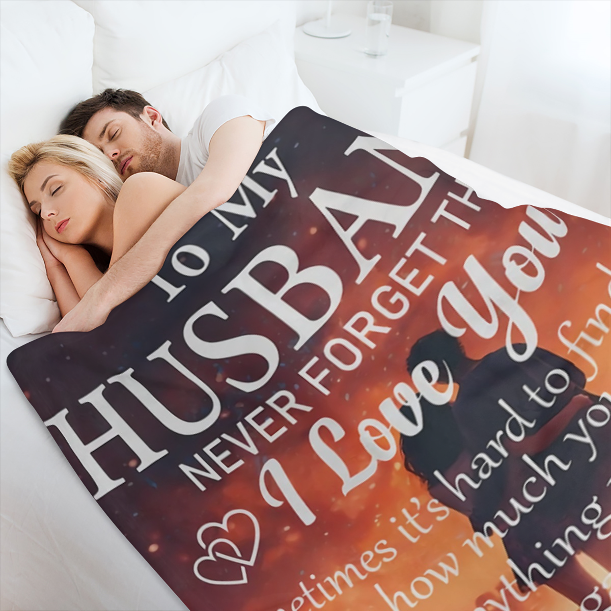 1pc Cozy Flannel Blanket - To My Husband, I Love You, Soft Blanket For Sofa, Couch, Office, Camping, Bed, Travel, And Living Room For A Whole Year