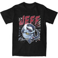 Men's & Women's Funny Jeff the Land Shark Graphic T-Shirt - Heavyweight 220gsm Cotton Black Comic Shark Attack Tee, Regular Fit Unisex Top for Casual Wear & Themed Parties, Machine Washable Shark Shirt