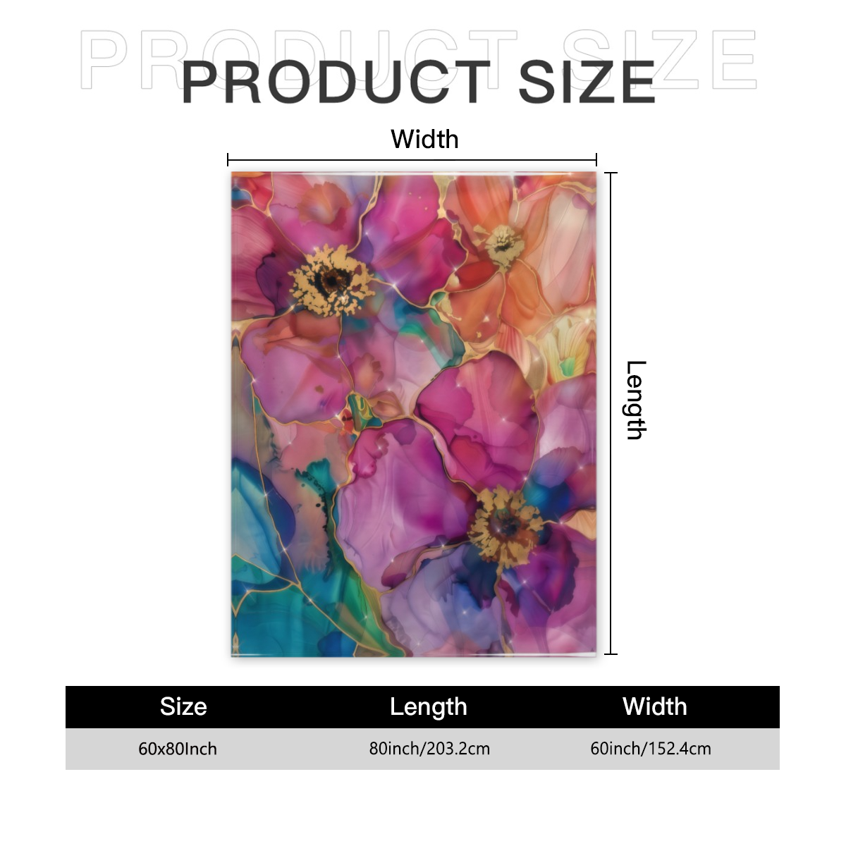Alcohol Ink Floral Throw Blanket, Vibrant Magenta Purple Gold Flower Art Cozy Soft Flannel Blanket, Boho Abstract Home Decor`