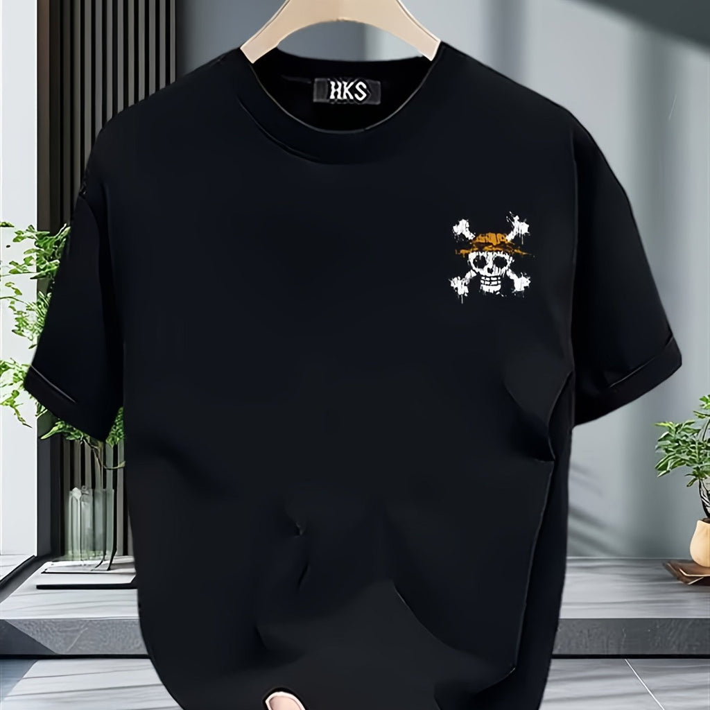 Men's T-Shirt | 180G Halloween "Day of the Dead" Theme Letter Pattern Print | Fashion Versatile Top