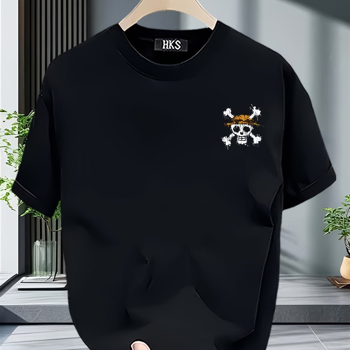 Men's T-Shirt | 180G Halloween "Day of the Dead" Theme Letter Pattern Print | Fashion Versatile Top