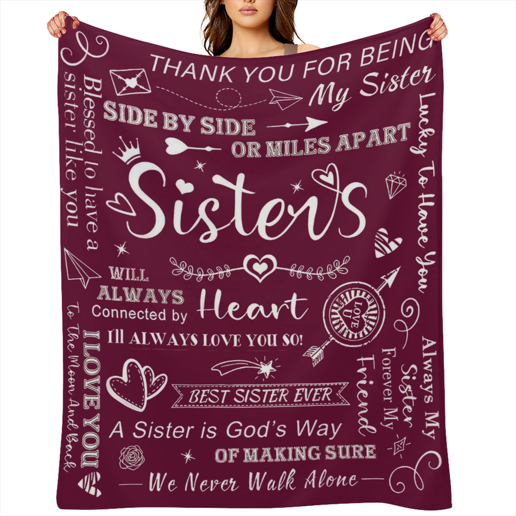 1pc To Sisters Gift Blanket, Lady' s Gift, Sister Gift, Birthday Gift, Christmas Soft Cozy Purple Flannel Blanket Christmas Presents, New Year' s Presents