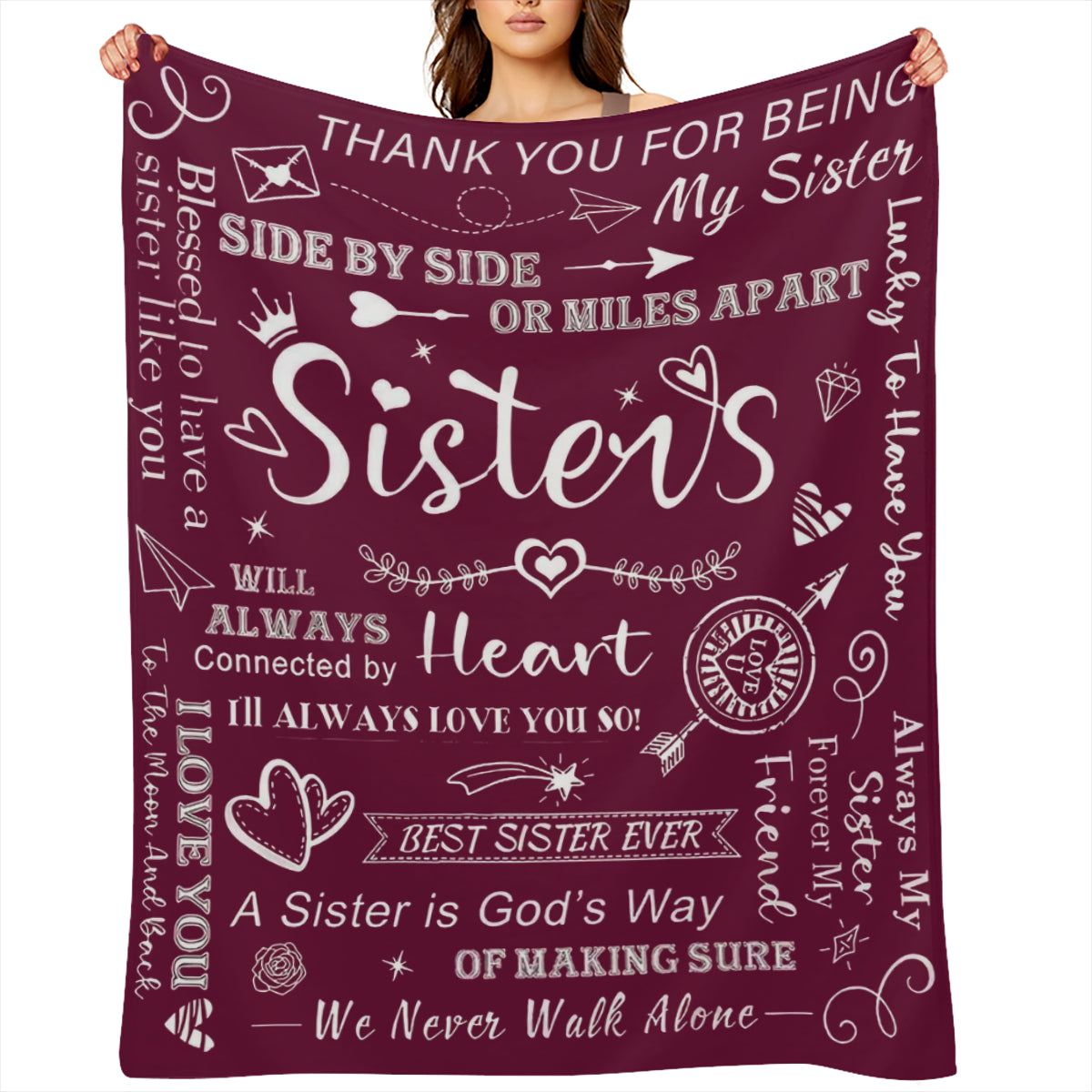 1pc To Sisters Gift Blanket, Lady' s Gift, Sister Gift, Birthday Gift, Christmas Soft Cozy Purple Flannel Blanket Christmas Presents, New Year' s Presents