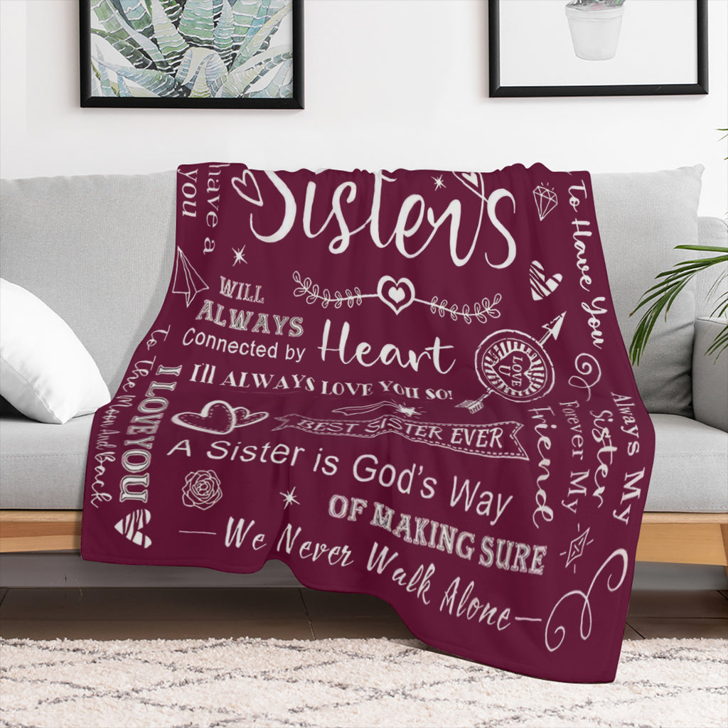 1pc To Sisters Gift Blanket, Lady' s Gift, Sister Gift, Birthday Gift, Christmas Soft Cozy Purple Flannel Blanket Christmas Presents, New Year' s Presents