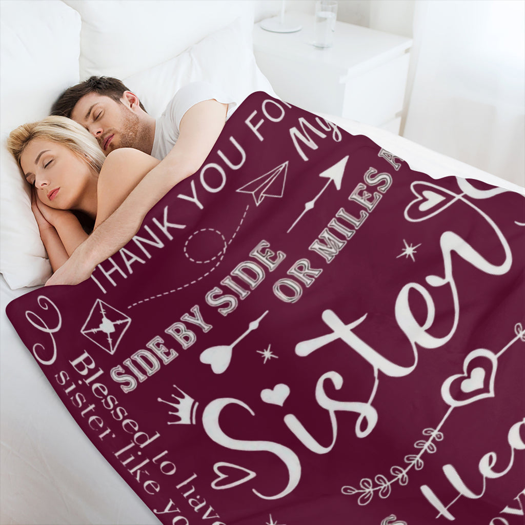 1pc To Sisters Gift Blanket, Lady' s Gift, Sister Gift, Birthday Gift, Christmas Soft Cozy Purple Flannel Blanket Christmas Presents, New Year' s Presents