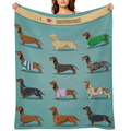 1pc, Dachshund Blanket Weiner Dog Blanket, Soft Blue Grey Sausage Fleece Flannel Blanket Blue Cute Doxie Plush Blanket Dachshund Adults Women