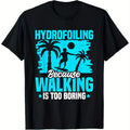 Chemise Graphique Homme Hydrofoil Surf - Noir avec Design de Planche à Turquoise - T-Shirt Léger 180g pour Efoil, Hydrofoiling et Sports Nautiques - Lavable en Machine, Confortable pour Plage et Tenue Décontractée