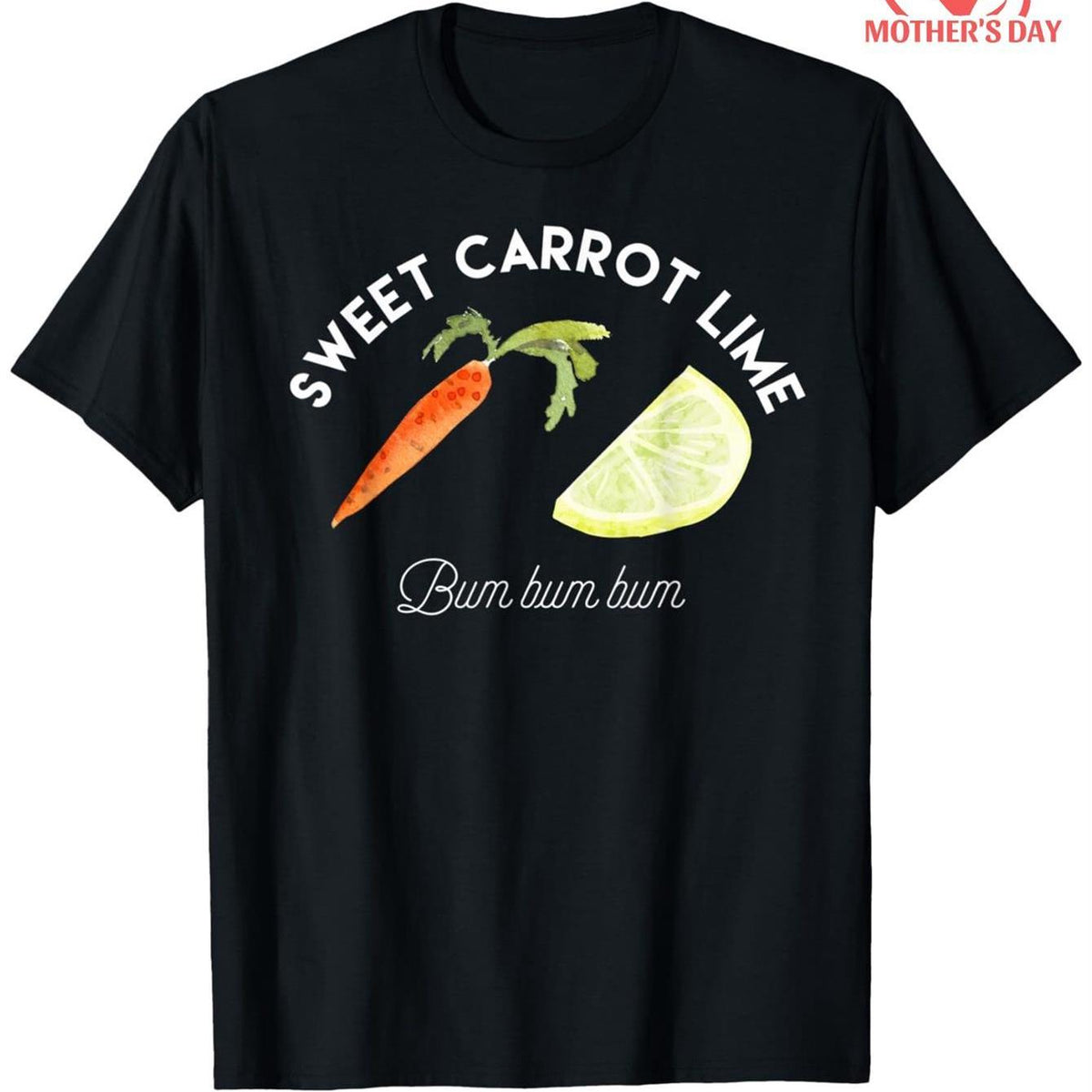 Funny Sweet Carrot Lime Bum Bum Bum Lyrics Graphic T-Shirt for Men - Black Casual Round Neck Tee with Playful Fruit & Vegetable Design, Machine Washable, Gift for Dad, Mom, Friends