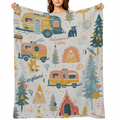Adventure Camping Blanket Outdoor Camper Picnic Throw Blankets Gifts for Girls Adults Lightweight Soft Fleece Cozy for Sofa Couch Bed Room Travel Birthday Party Decor 40x50in