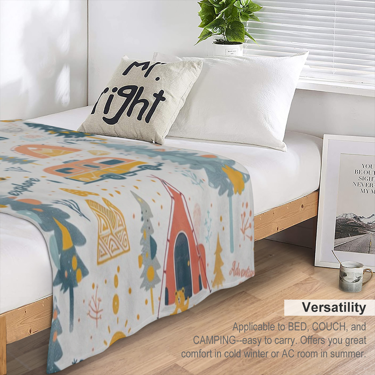 Adventure Camping Blanket Outdoor Camper Picnic Throw Blankets Gifts for Girls Adults Lightweight Soft Fleece Cozy for Sofa Couch Bed Room Travel Birthday Party Decor 40x50in