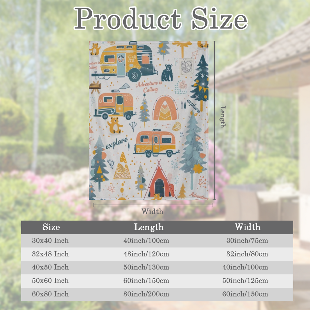 Adventure Camping Blanket Outdoor Camper Picnic Throw Blankets Gifts for Girls Adults Lightweight Soft Fleece Cozy for Sofa Couch Bed Room Travel Birthday Party Decor 40x50in