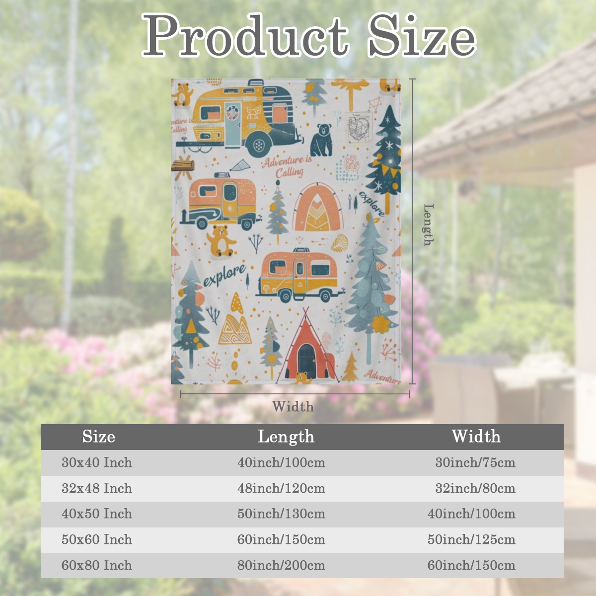 Adventure Camping Blanket Outdoor Camper Picnic Throw Blankets Gifts for Girls Adults Lightweight Soft Fleece Cozy for Sofa Couch Bed Room Travel Birthday Party Decor 40x50in