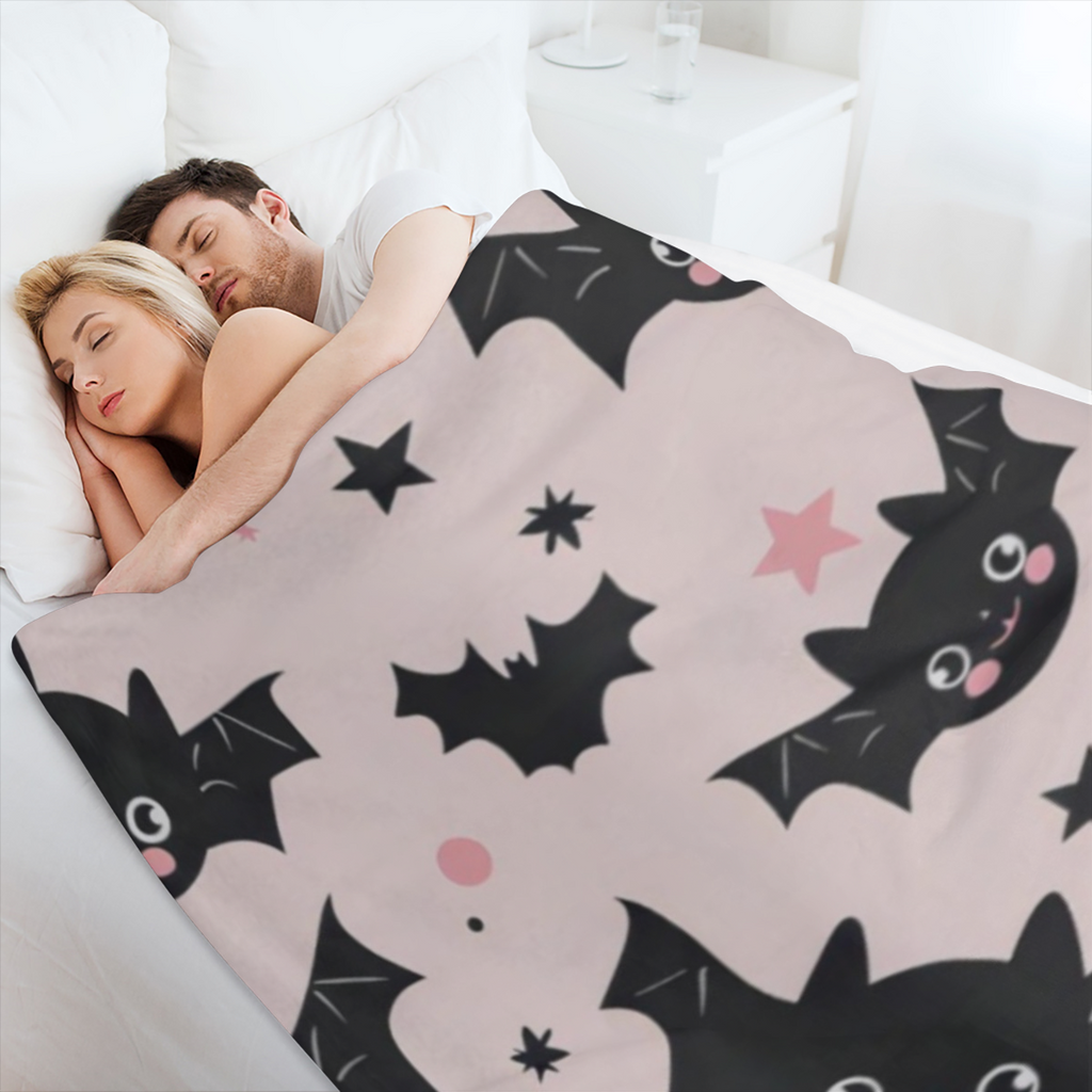 Cute Black Bat Throw Blanket, Adorable Halloween Pattern Blankets for Couch Bedroom Living Room Indoor Decor, Lightweight Soft Cozy Bedding Birthday Gift for Kids Boys Adults