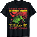 Vintage Horror Frog T-Shirt - Loose Fit Short Sleeve with Eerie Frog Graphic, Digital Print Round Neck Casual Tee for Casual Attire & Themed Parties - Retro Design