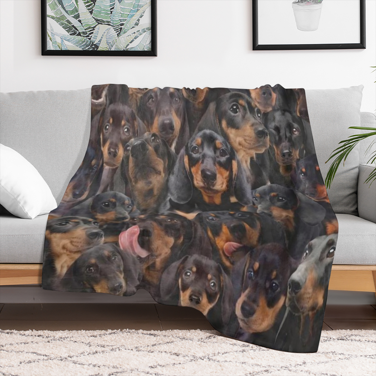 Launch The 1pc Dachshund Dog Throw Blanket a Gift for Dachshund Lovers a Flannel Blanket for Dog Moms And Dads a Soft Blanket for Sofa Beds Perfect for Halloween And Christmas Gifts