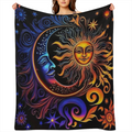 1pc Cozy Sun God Pattern Flannel Blanket - Soft, Warm, and Plush for Ultimate Comfort - Perfect for Living Room, Bedroom, Travel, and Home Dec