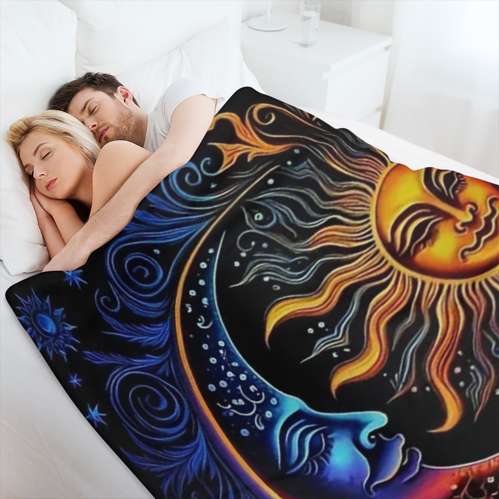 1pc Cozy Sun God Pattern Flannel Blanket - Soft, Warm, and Plush for Ultimate Comfort - Perfect for Living Room, Bedroom, Travel, and Home Dec