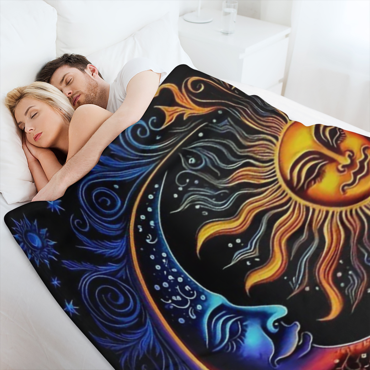 1pc Cozy Sun God Pattern Flannel Blanket - Soft, Warm, and Plush for Ultimate Comfort - Perfect for Living Room, Bedroom, Travel, and Home Dec