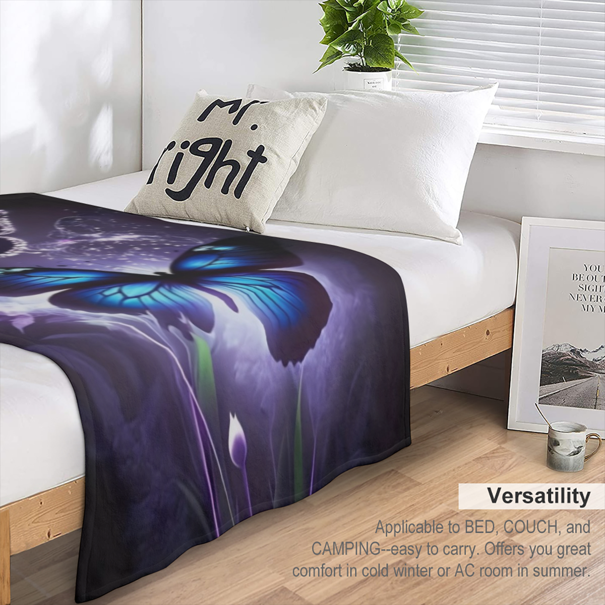 1PC butterfly pattern comfortable and soft flannel blanket for baseball enthusiasts, contemporary style blanket, outdoor blanket, travel camping blanket, sofa blanket, office home decoration, birthday