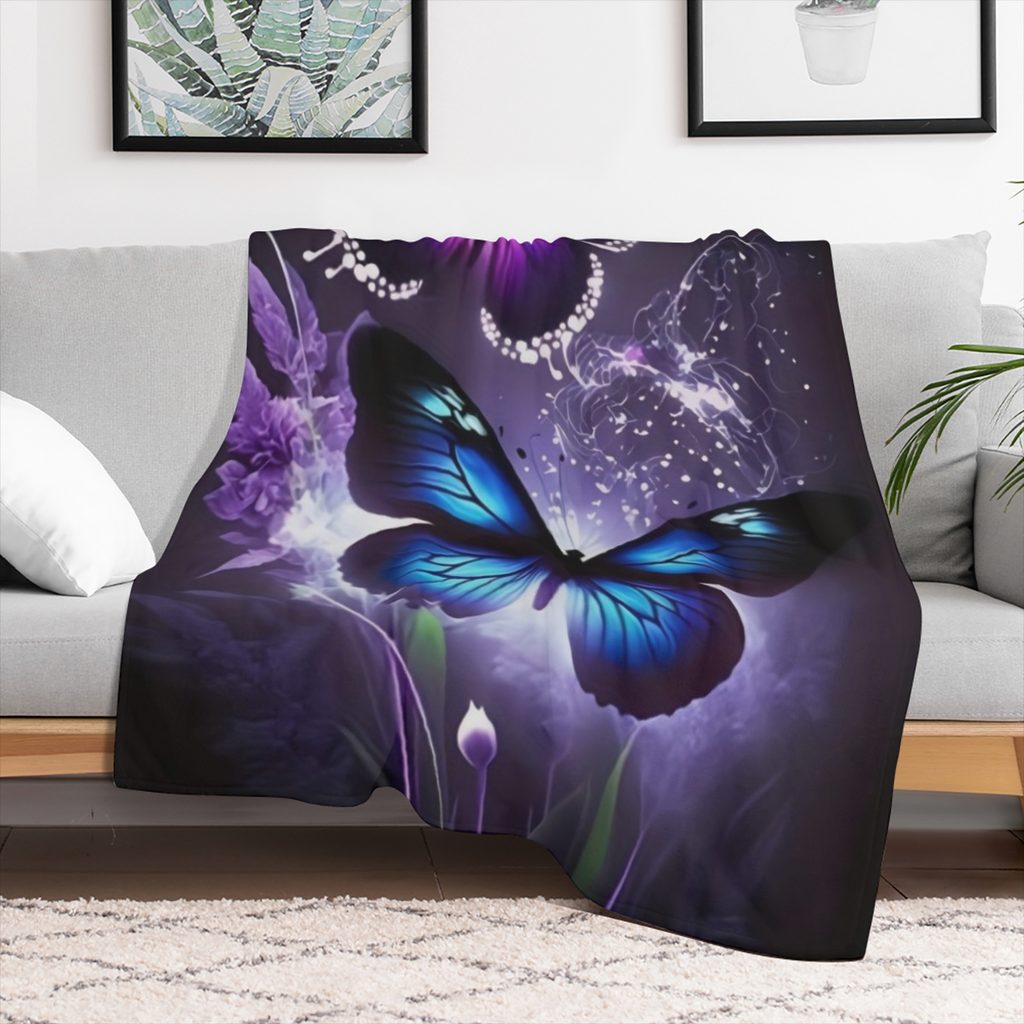 1PC butterfly pattern comfortable and soft flannel blanket for baseball enthusiasts, contemporary style blanket, outdoor blanket, travel camping blanket, sofa blanket, office home decoration, birthday