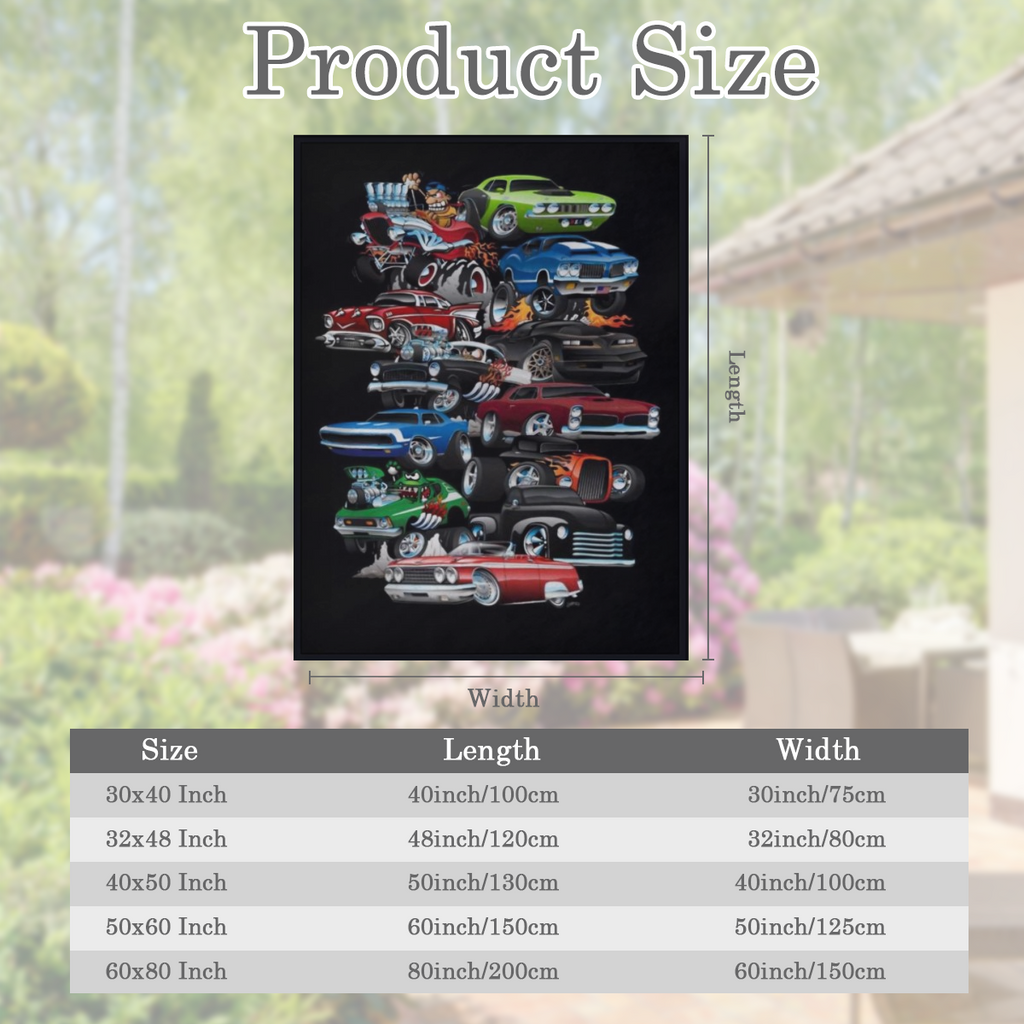 A soft and comfortable sports car print blanket for travel sofas beds and home decor - the perfect birthday or holiday gift for boys and teens - available all season