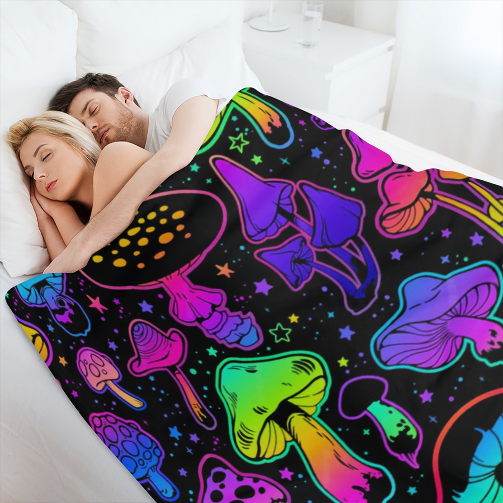 1pc Cozy Mushroom Soft Blanket - Ultra- Lightweight, Warm, and Plush Flannel Throw for Sofa, Bed, Travel, Camping, Living Room, Office, Couch, Chair, and Bed - Digital Printing Fleece Blanket with Sof