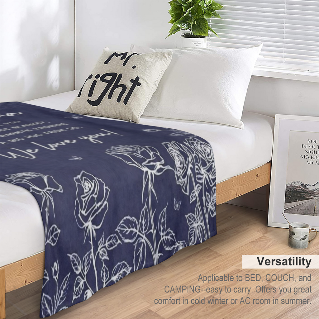 1 Set 130.05x150.11 cm Polyester Fluffy Blanket with Grandma Message ValentineS Day Sports Theme Cozy Gift for Grandma Birthday Present All-Season Machine Washable Anti-Tear Space-Themed Embroidered T