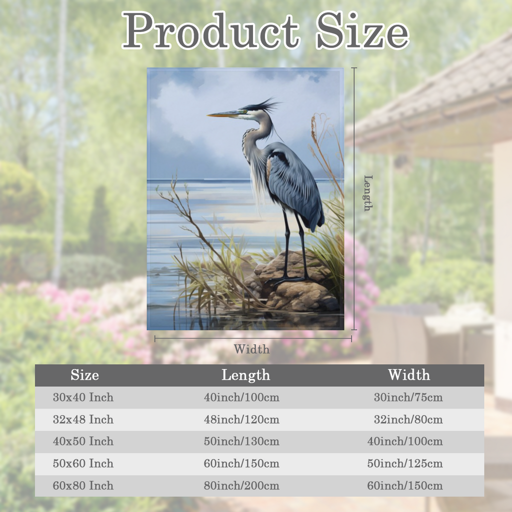 Abstract Heron Blanket Gifts for Adults Boys, Rustic Coastal Wild Birds Seaside Flannel Throw Blankets Soft Comfy Lightweight for Home Decor Couch Bed- 280GSM