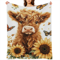 1pc Cozy Highland Cow Print Flannel Throw Blanket - Soft, Warm, Versatile for Couch, Bed, Office, Travel, and Gift Giving ( Multi- Purpose All Season)