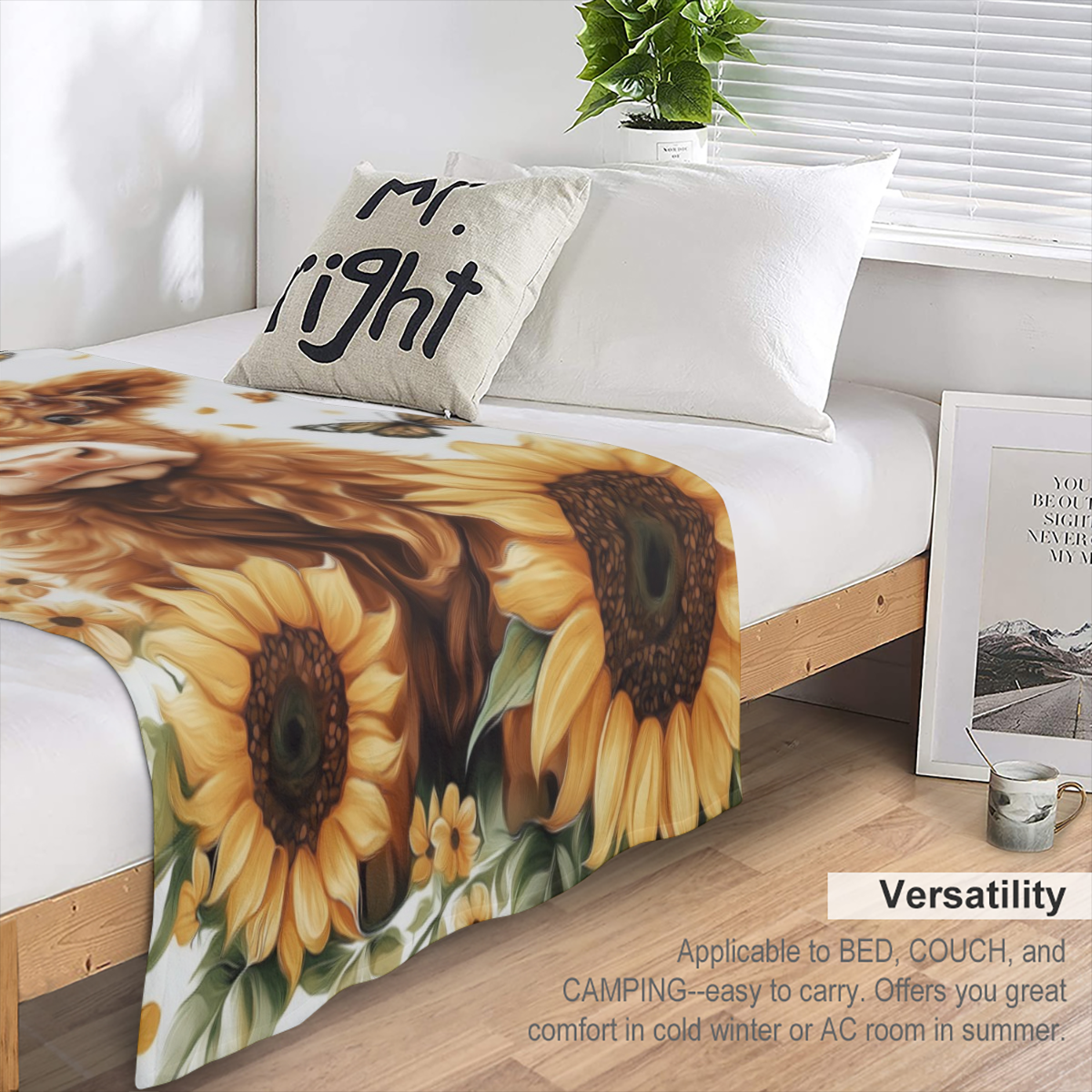 1pc Cozy Highland Cow Print Flannel Throw Blanket - Soft, Warm, Versatile for Couch, Bed, Office, Travel, and Gift Giving ( Multi- Purpose All Season)