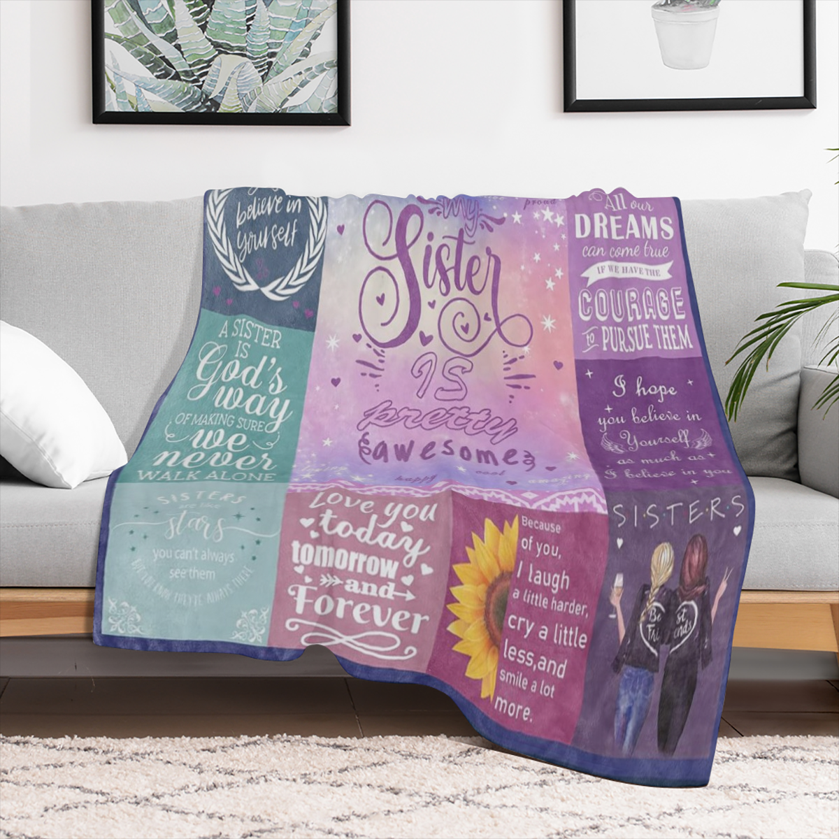1pc Sister Gifts Blanket, Best Birthday Gifts For Sister Super Soft Throw Blanket, Sister Birthday Gifts From Sister, Sister Gift From Sister, Gifts For Sister, Sister Birthday Gift Ideas