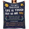 1pc Soft Flannel Envelope Printed Blanket, Warm Cozy Throw Blanket for All Season, To My Sister Blanket for Couch Bed Sofa Office Camping Travel Home Decor, Birthday Christmas Gift