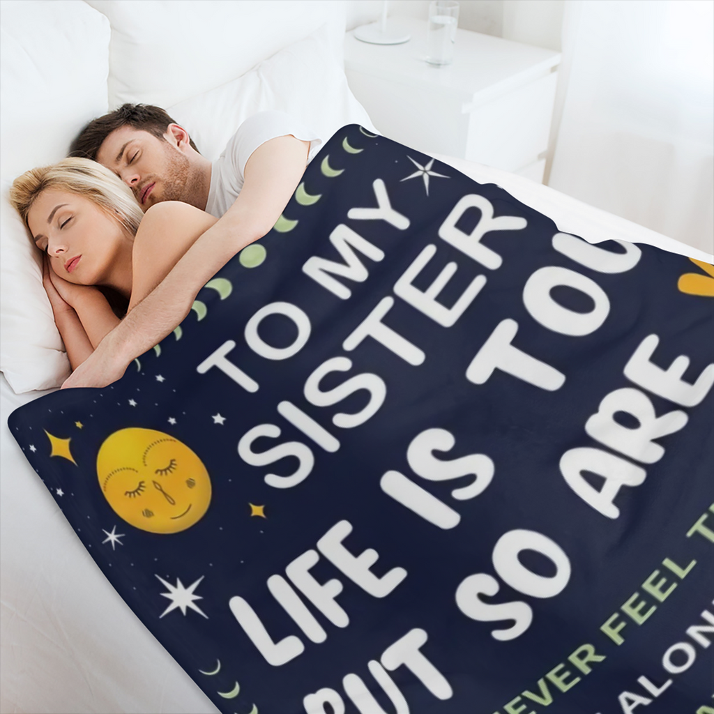 1pc Soft Flannel Envelope Printed Blanket, Warm Cozy Throw Blanket for All Season, To My Sister Blanket for Couch Bed Sofa Office Camping Travel Home Decor, Birthday Christmas Gift