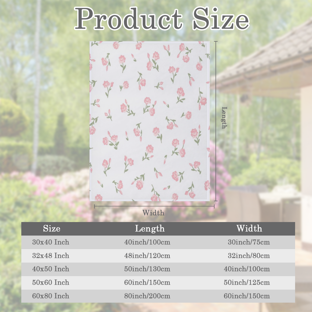 Cute Pink Small Piones Flowers Green Blanket Gifts, 280GSM Warmth Soft Flannel Blankets for Gilrs, Birthday Gifts for Her, Love Cute Pink Small Piones Flowers Green Throw Blankets Gifts for Him, Best